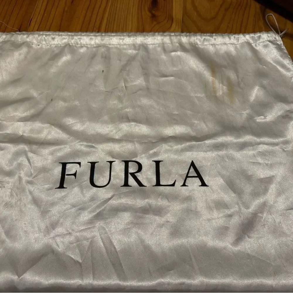 FURLA Women’s Handbag Satchel Tan & White Saffiano Leather